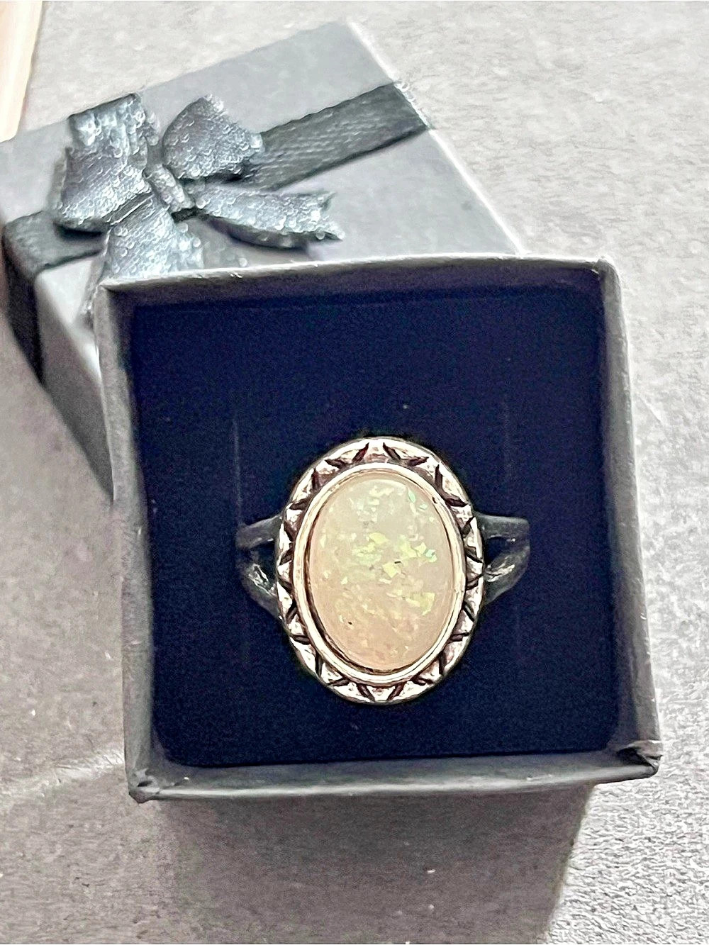 Opal like Oval Statement Ring